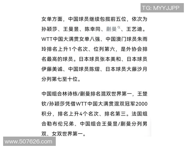 权威发布乒乓球节奏实力榜单揭示顶尖选手竞技状态与潜力分析